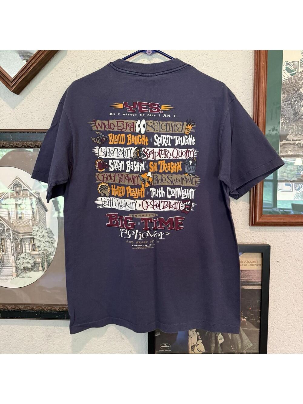 Vintage 90s RARE Witness Wear Jesus Big Time Believer Religious Shirt Size Large